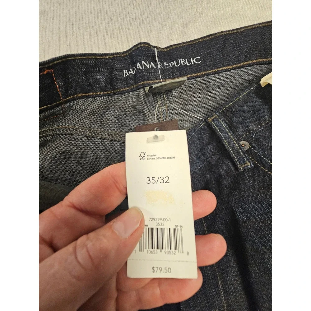 Banana Republic Relaxed Fit Dark Wash Indigo Denim Jeans‎ 35x32 WIDE LEG NWT